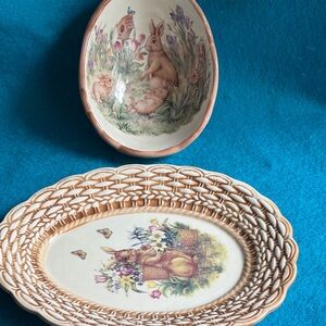 Cracker BarrelDecorative Easter Bunny Plate & Bowl SET